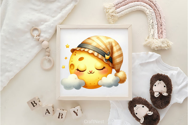 Sleepy Moon Clipart Bundle 2 - CraftNest - Digital Crafting and Art