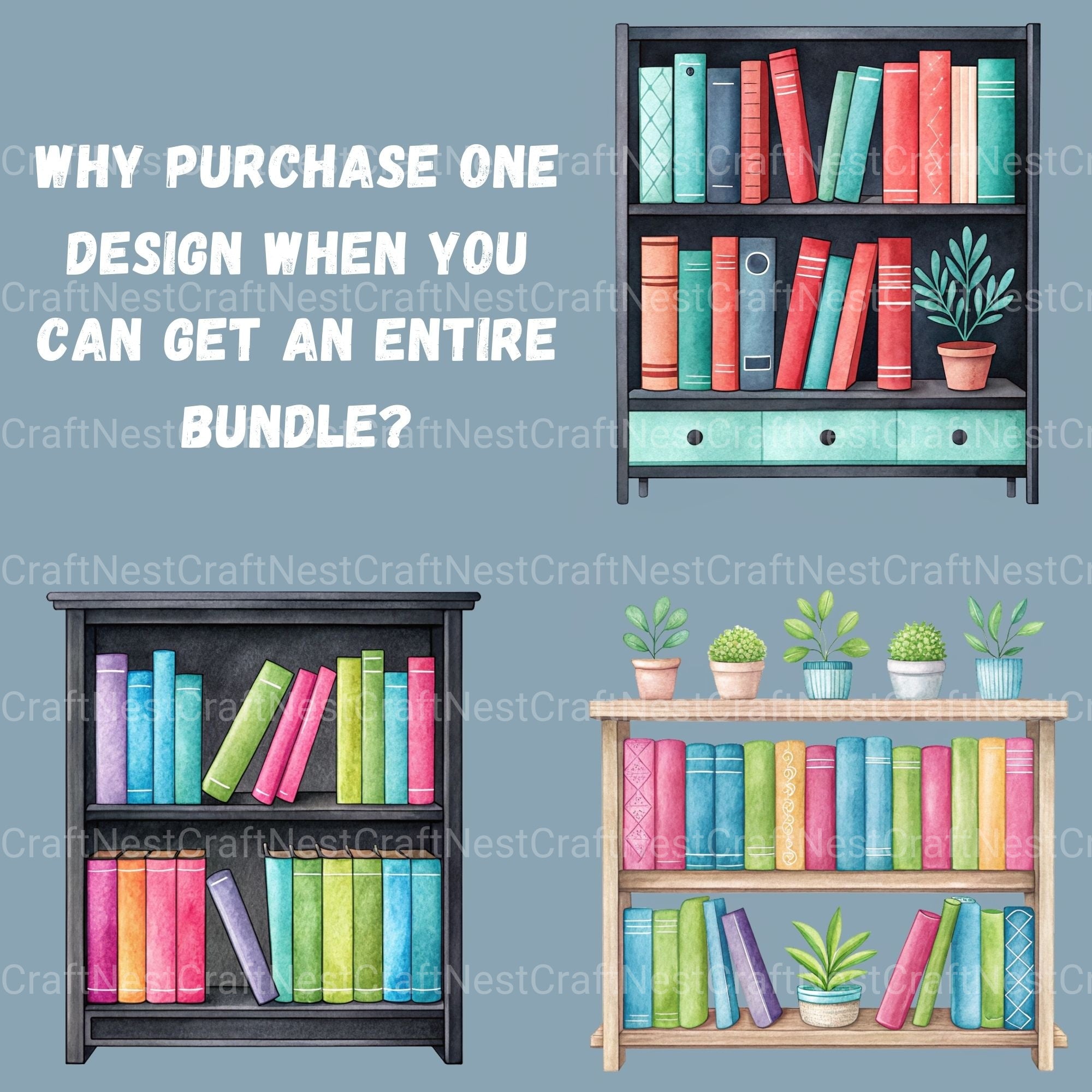 Minimalist Bookshelves Clipart Bundle - CraftNest - Digital Crafting and Art