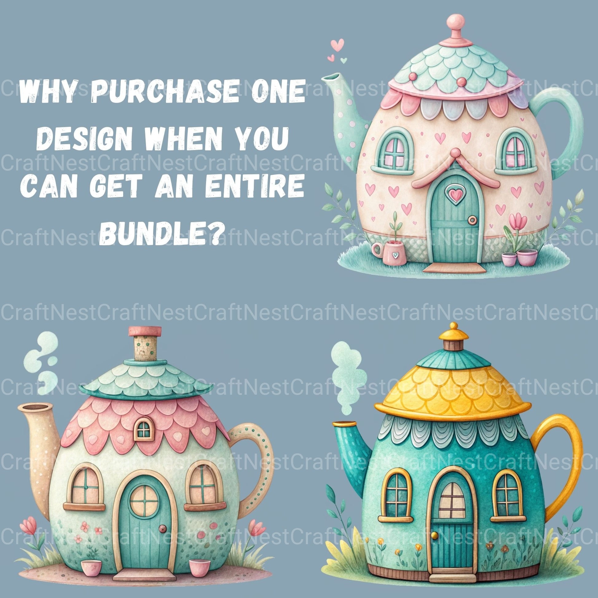 Teapot Houses Clipart Bundle - CraftNest - Digital Crafting and Art