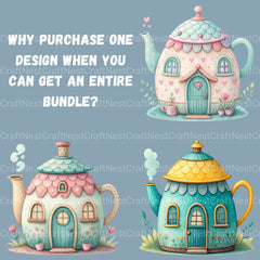 Teapot Houses Clipart Bundle - CraftNest - Digital Crafting and Art