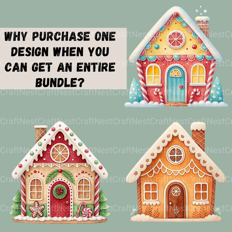 Gingerbread Houses Updated Clipart Bundle - CraftNest - Digital Crafting and Art