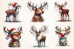 Cute Reindeer Christmas Clipart Bundle 12 - CraftNest - Digital Crafting and Art