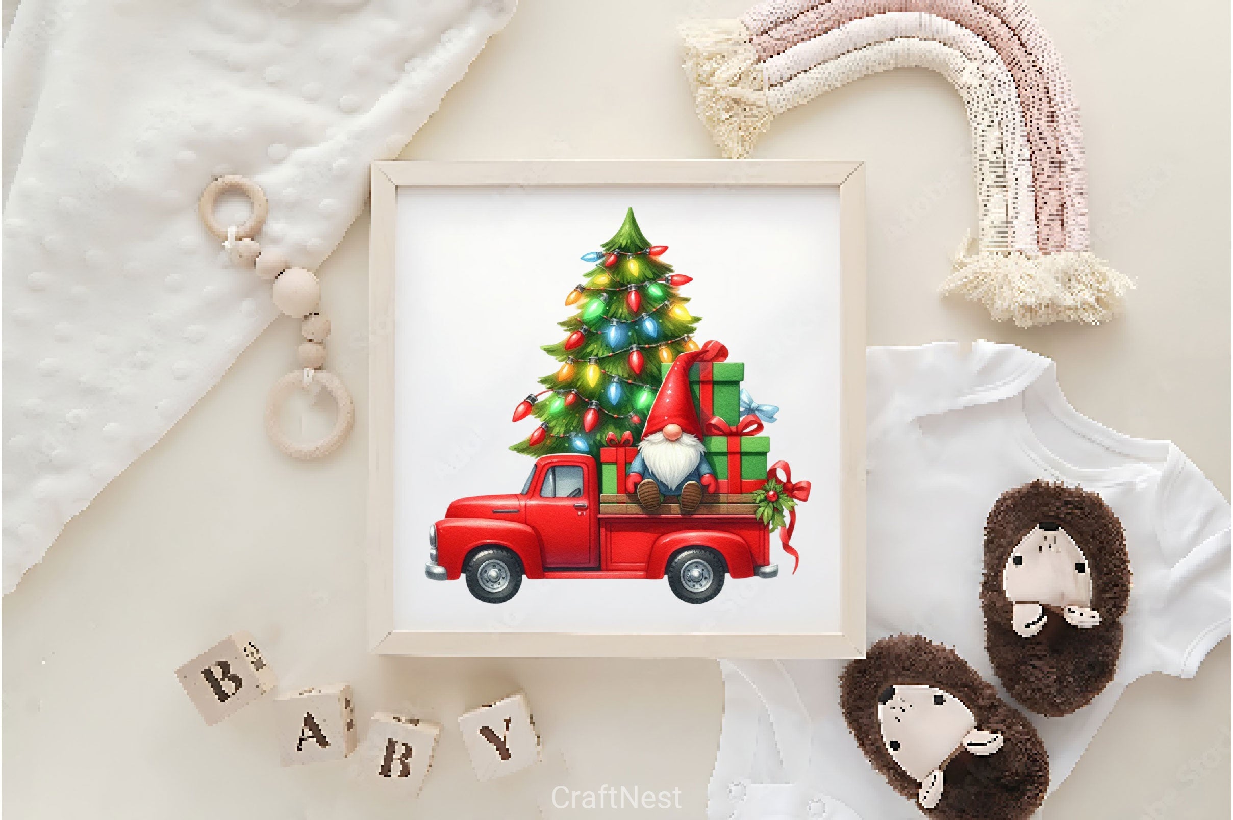 Merry Christmas Truck Gnomes Clipart Bundle - CraftNest - Digital Crafting and Art