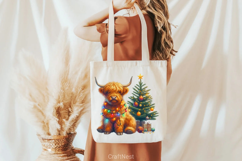 Cute Christmas Highland Cow Clipart Bundle 4 - CraftNest - Digital Crafting and Art