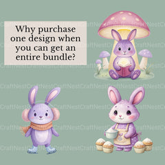 Purple Bunnies Clipart Bundle - CraftNest - Digital Crafting and Art