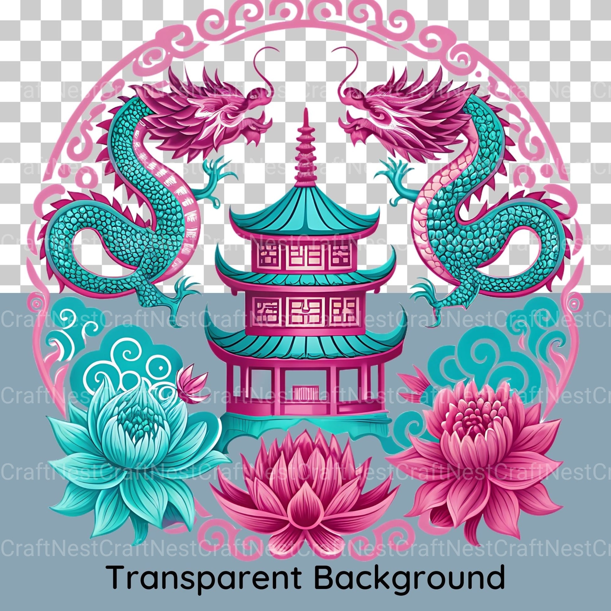 Chinoiserie Motif Clipart Bundle - CraftNest - Digital Crafting and Art