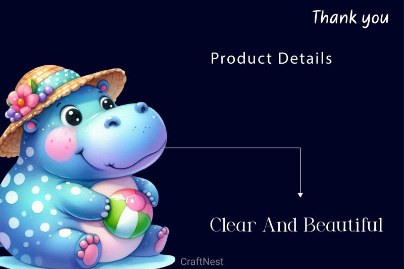 Funny Hippo In Pool Party Clipart Bundle 2 - CraftNest - Digital Crafting and Art