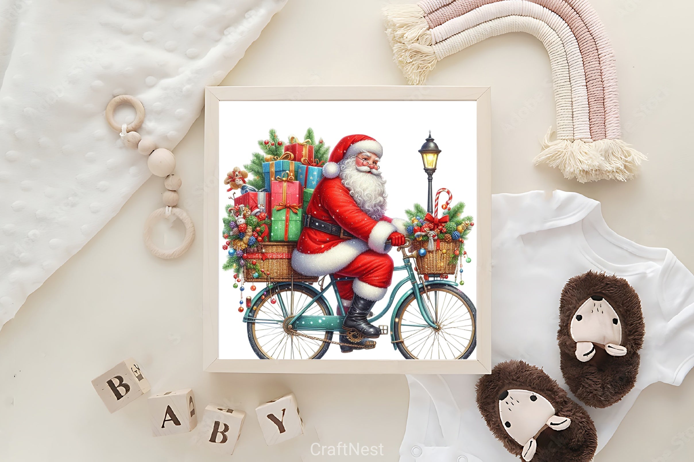 Santa Bicycle Gifts Clipart Bundle - CraftNest - Digital Crafting and Art