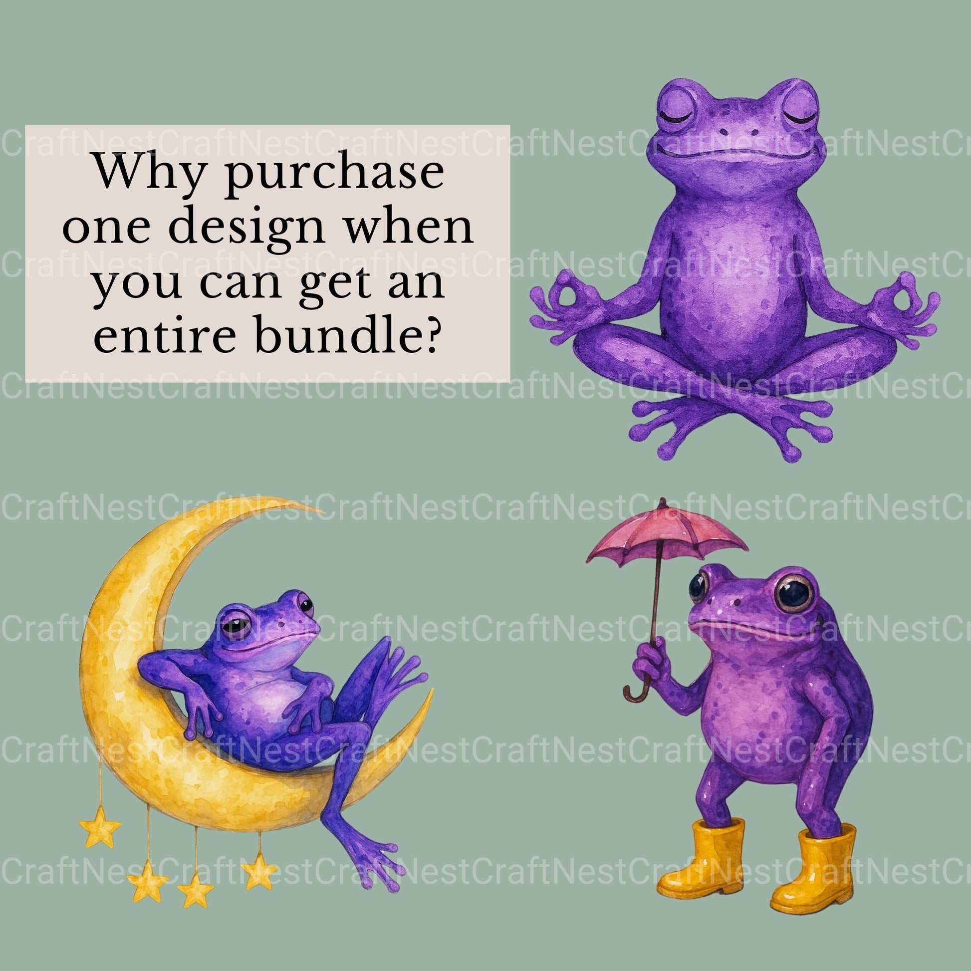 Purple Frogs Clipart Bundle - CraftNest - Digital Crafting and Art