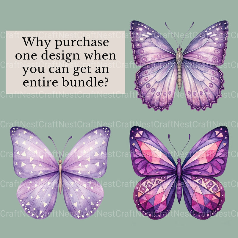 Purple Butterflies 2 Clipart Bundle - CraftNest - Digital Crafting and Art