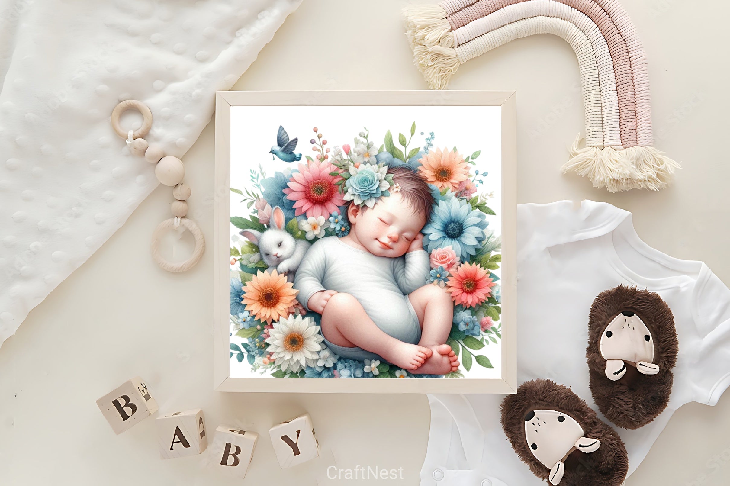 Baby Sleeping Flowers Clipart Bundle - CraftNest - Digital Crafting and Art