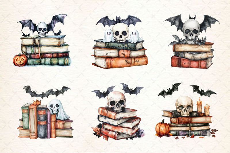 Skull Spell Books Spooky Halloween Clipart Bundle - CraftNest - Digital Crafting and Art