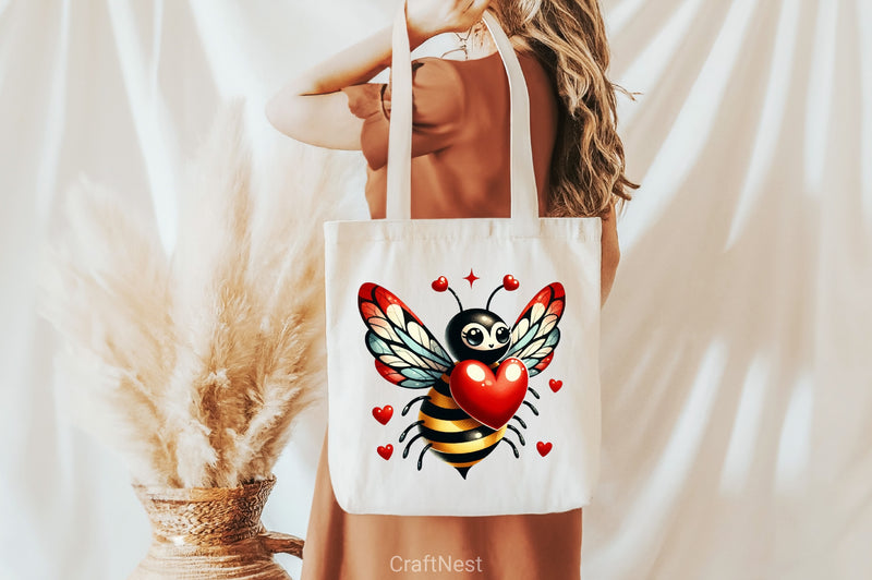 Valentine Bee Clipart Bundle - CraftNest - Digital Crafting and Art
