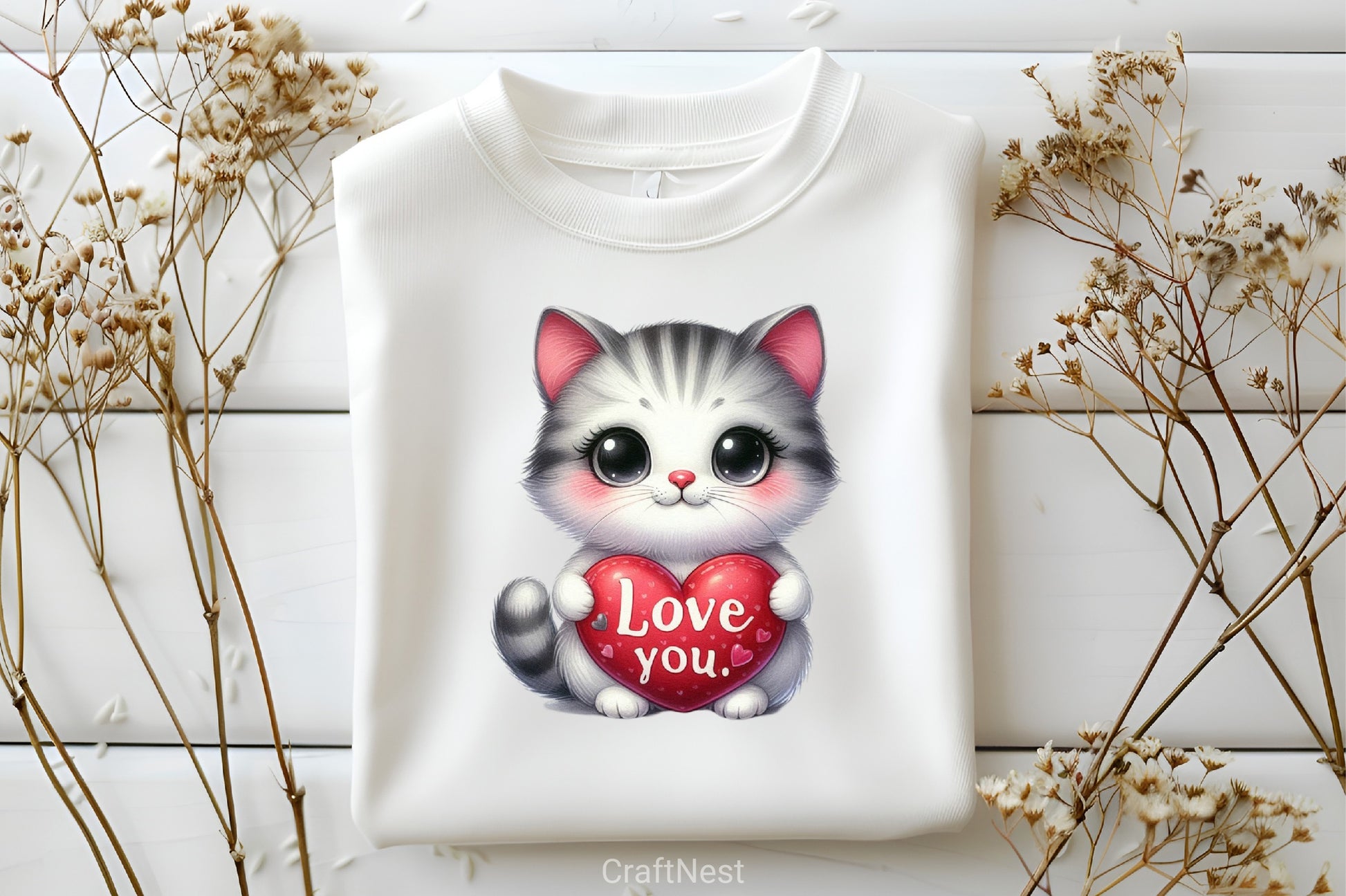 Love You Cat Valentine's Clipart Bundle 1 - CraftNest - Digital Crafting and Art