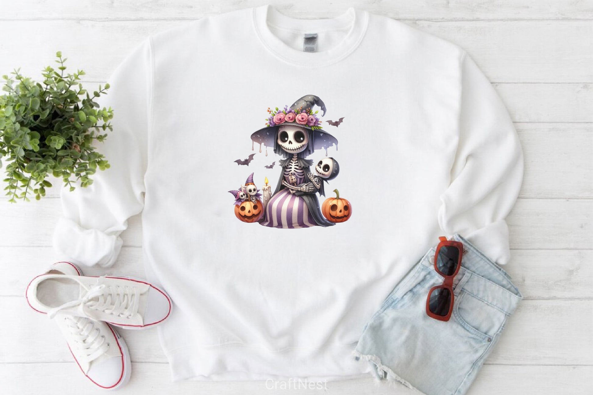 Cute Skeleton Mom & Baby Clipart Bundle - CraftNest - Digital Crafting and Art