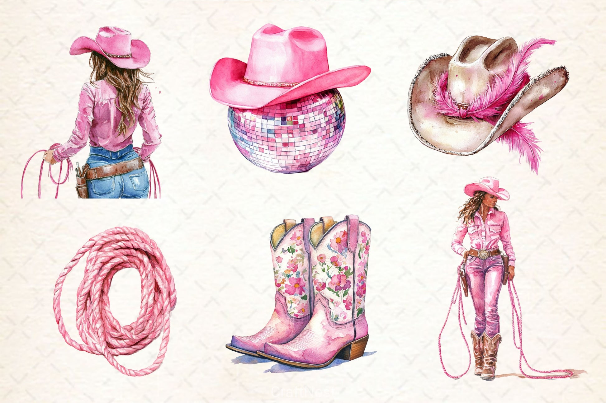 Pink Western Cowgirl Clipart Bundle 2 - CraftNest - Digital Crafting and Art
