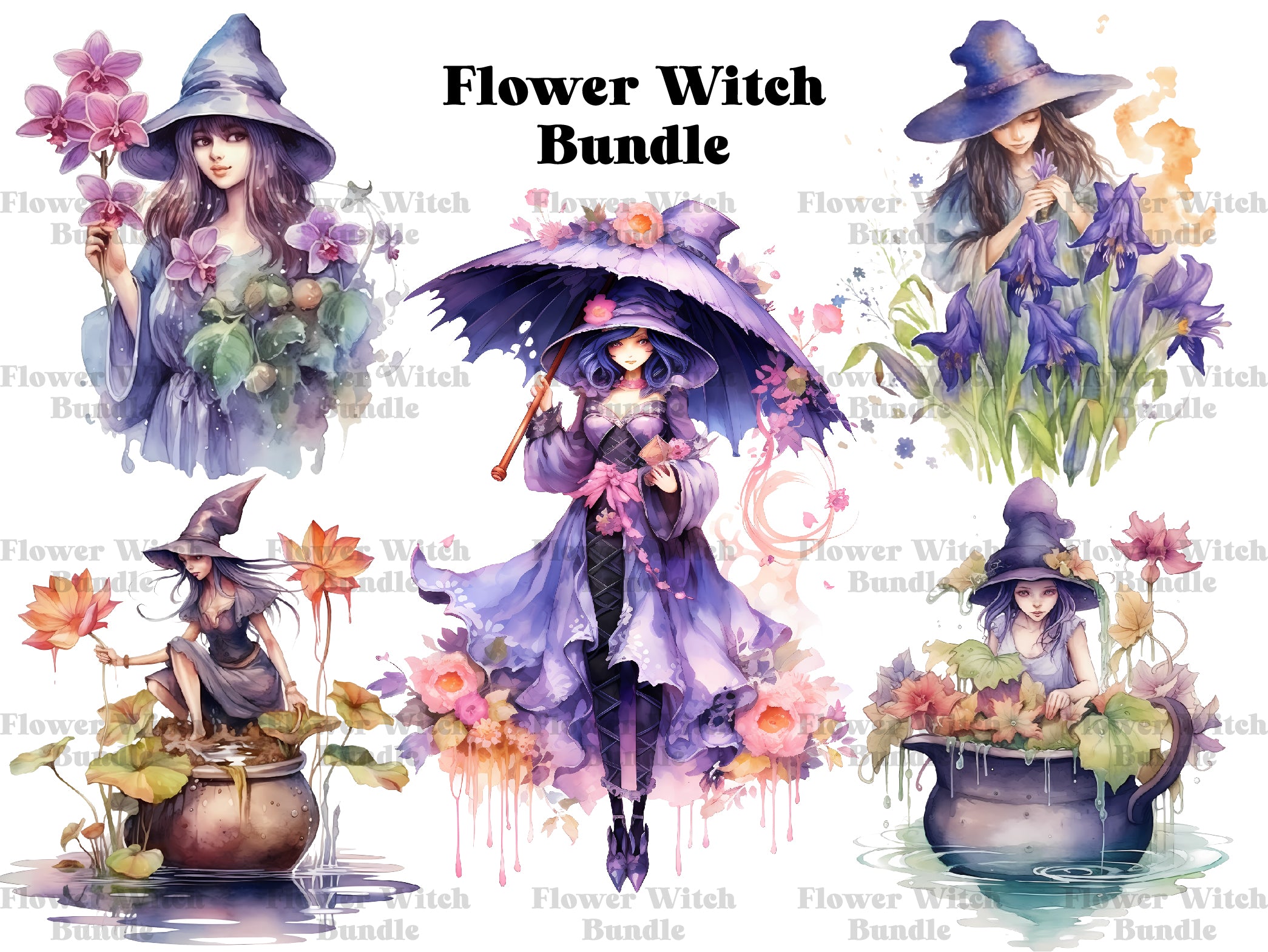 Flower Witches Clipart - CraftNest