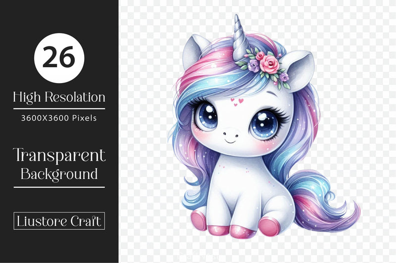 Cute Unicorn Clipart Bundle 14 - CraftNest - Digital Crafting and Art