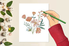 Pastel Folk Art Botanicals Flowers Clipart Bundle - CraftNest - Digital Crafting and Art