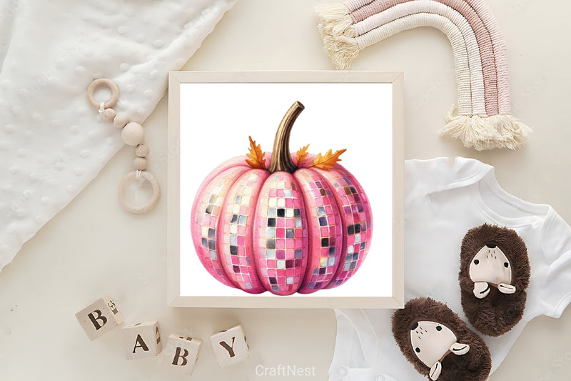 Pink Disco Ball Pumpkin Clipart Bundle - CraftNest - Digital Crafting and Art