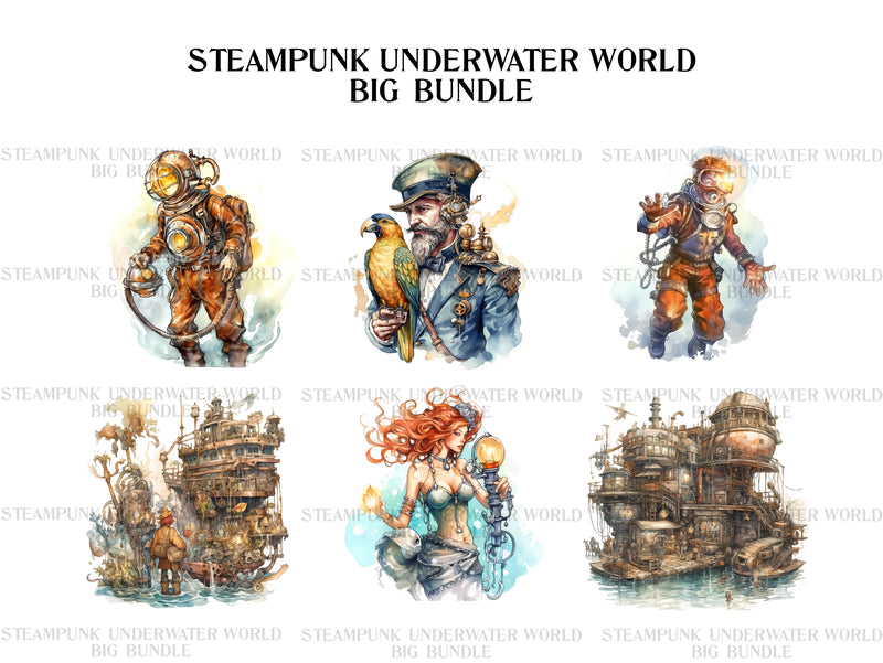 Steampunk Underwater World Clipart - CraftNest