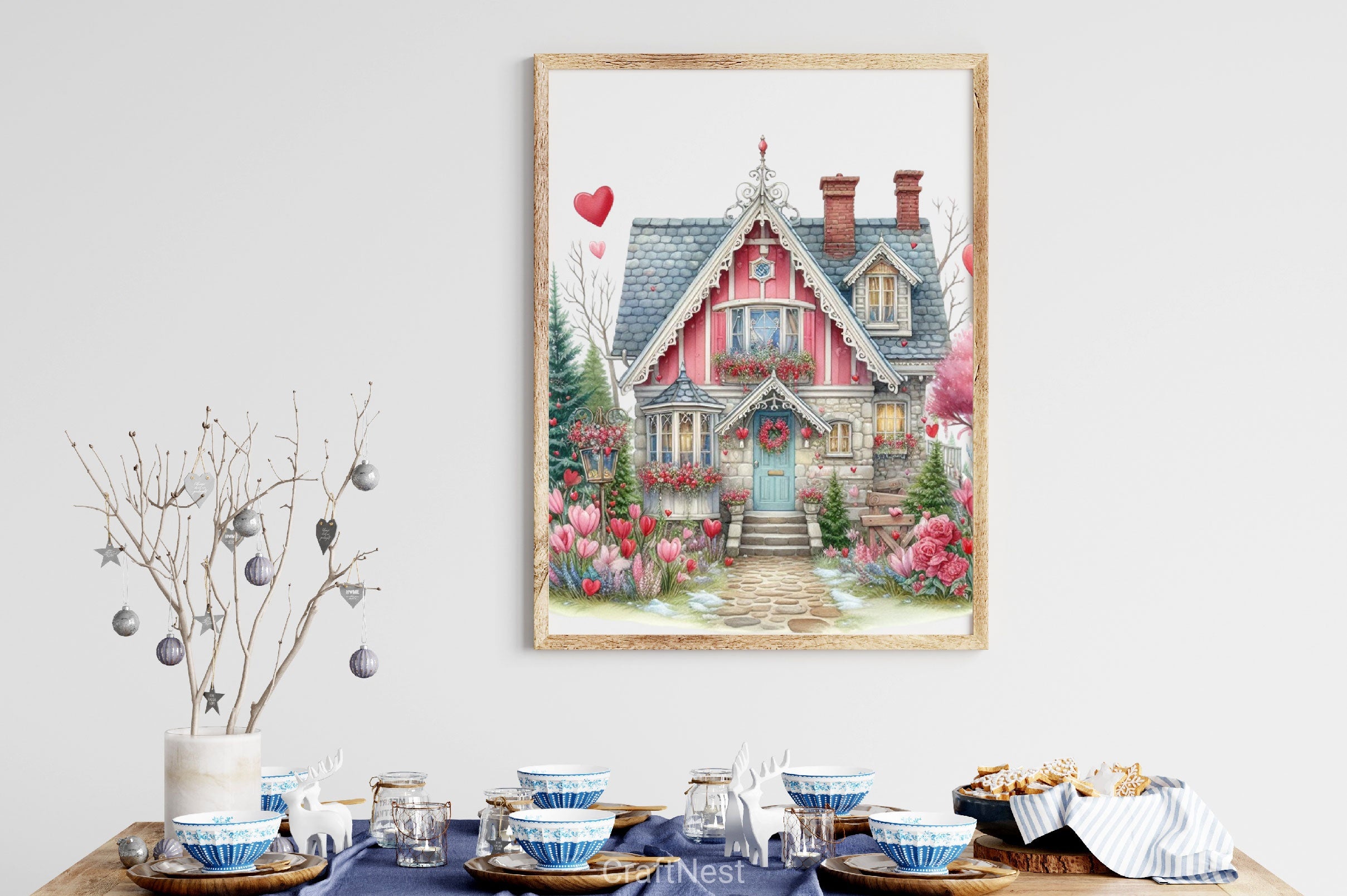Romantic Valentine's Cottage Clipart Bundle - CraftNest - Digital Crafting and Art
