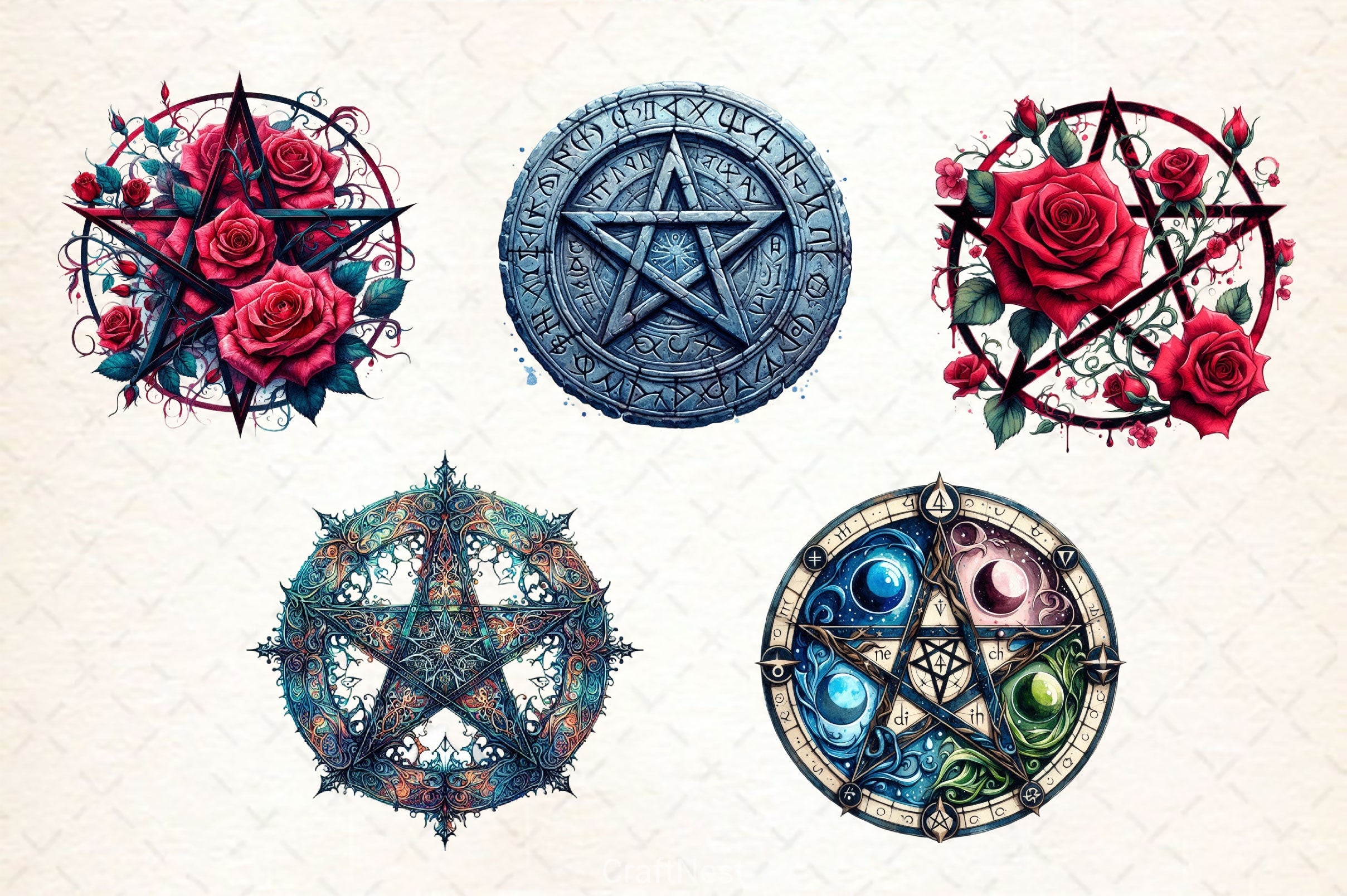 Gothic Pentacles Clipart Bundle - CraftNest - Digital Crafting and Art