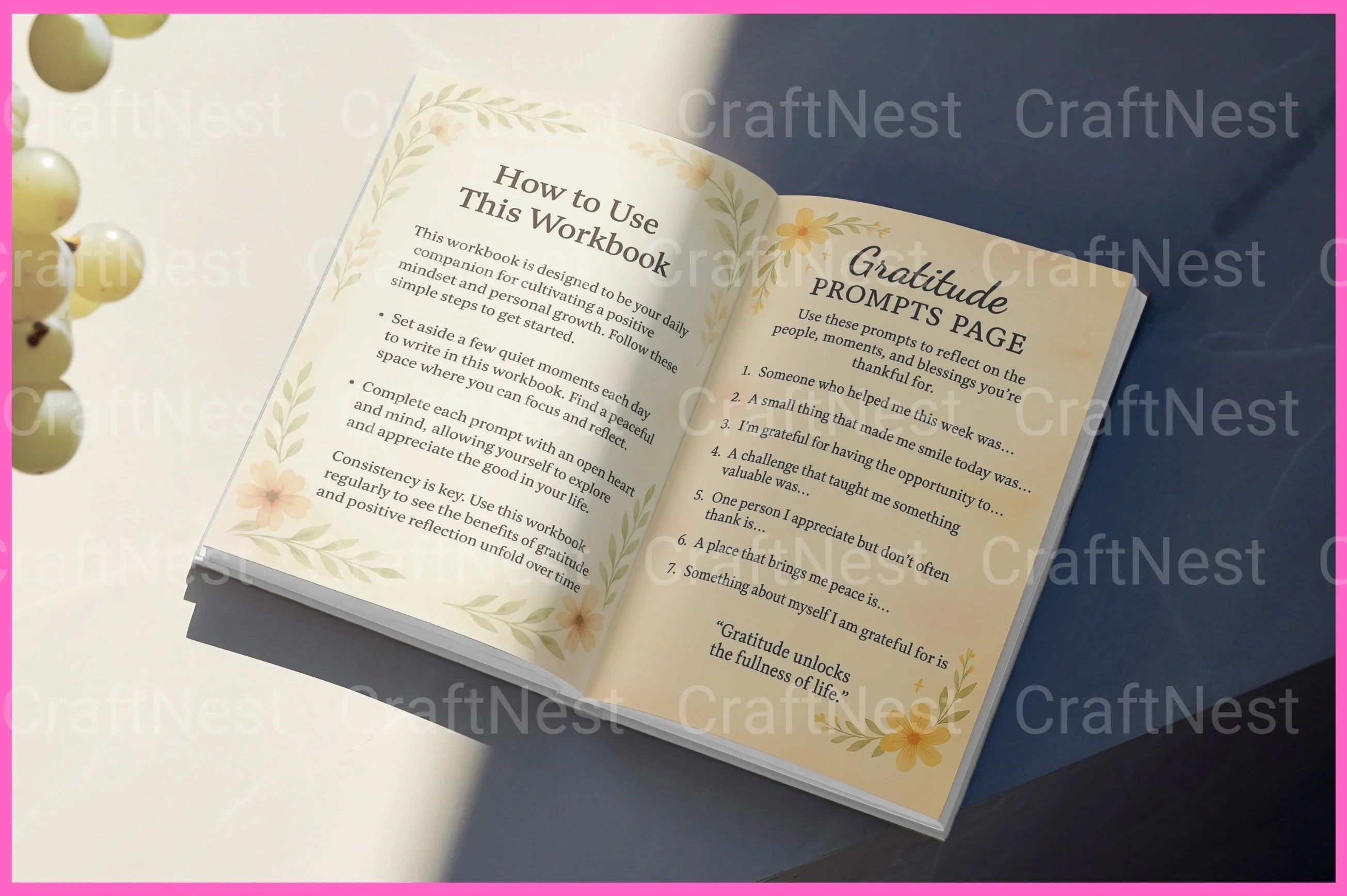 Gratitude Growth Workbook for Personal Development - CraftNest - Digital Crafting and Art