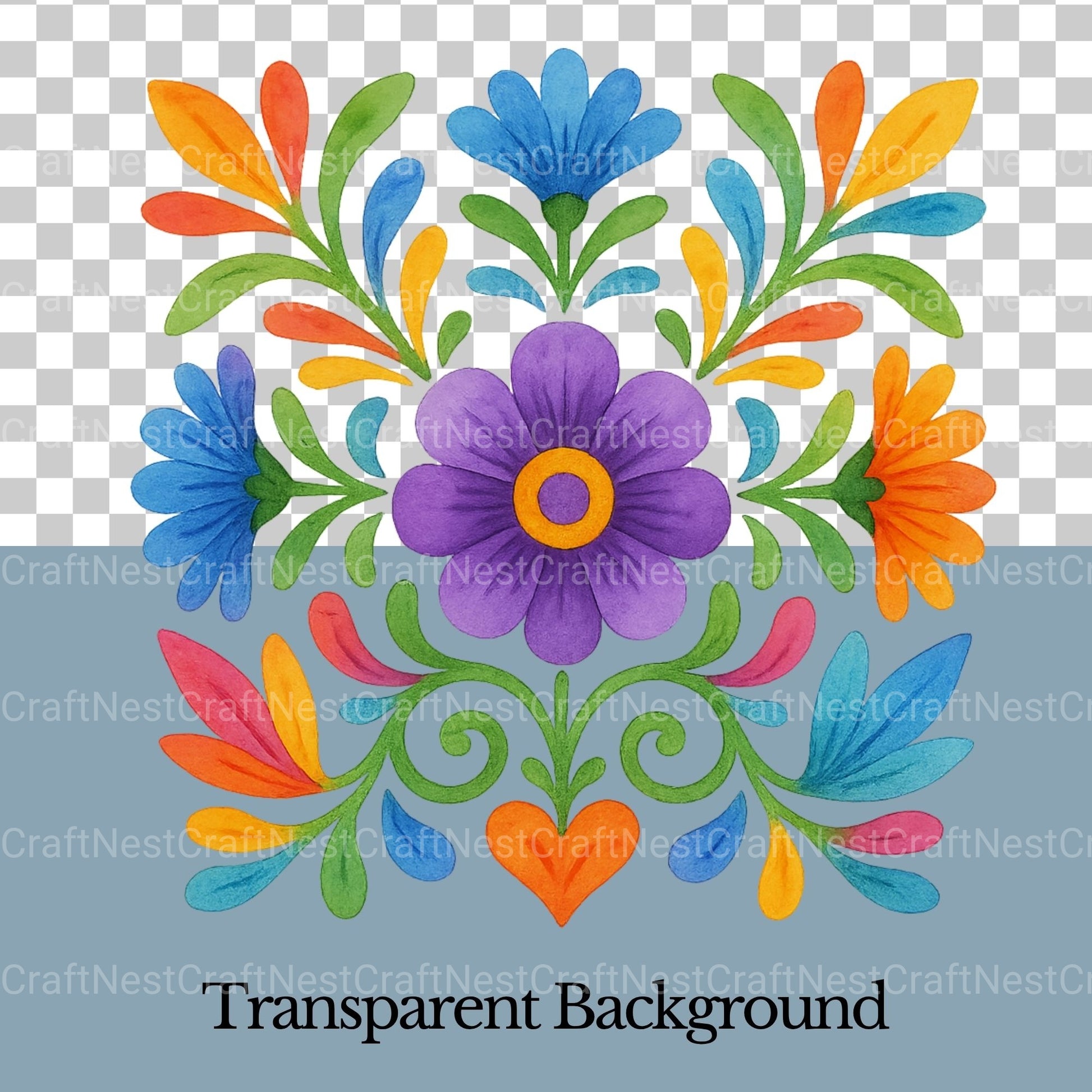 Mexican Flowers Square Clipart Bundle - CraftNest - Digital Crafting and Art