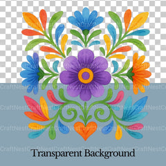 Mexican Flowers Square Clipart Bundle - CraftNest - Digital Crafting and Art