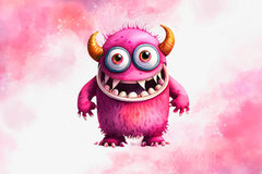 Pink Funny Monster 3D Clipart Bundle - CraftNest - Digital Crafting and Art