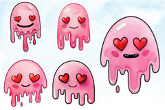 Valentine Drippy Smiley Face Clipart Bundle - CraftNest - Digital Crafting and Art