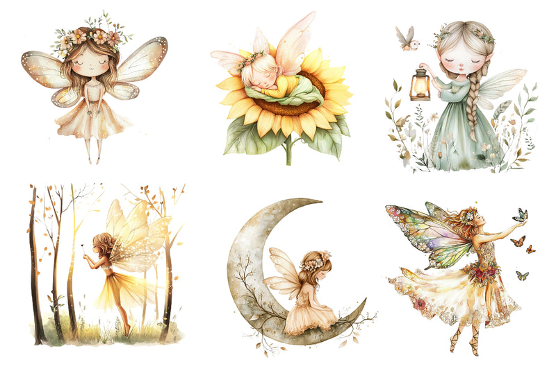 Boho Woodland Fairy Clipart Bundle - CraftNest - Digital Crafting and Art