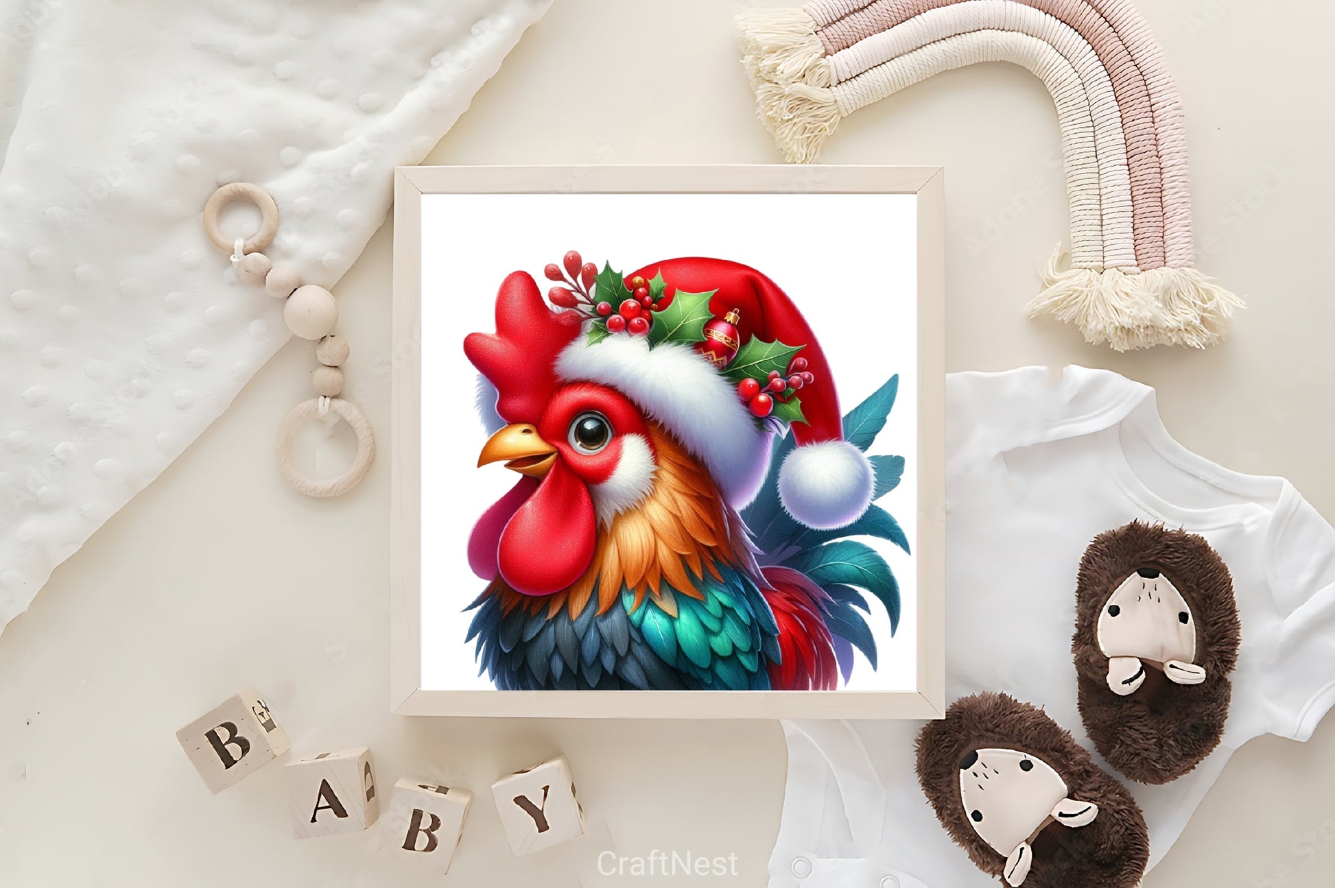 Christmas Rooster Santa Hat Clipart Bundle - CraftNest - Digital Crafting and Art