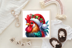 Christmas Rooster Santa Hat Clipart Bundle - CraftNest - Digital Crafting and Art
