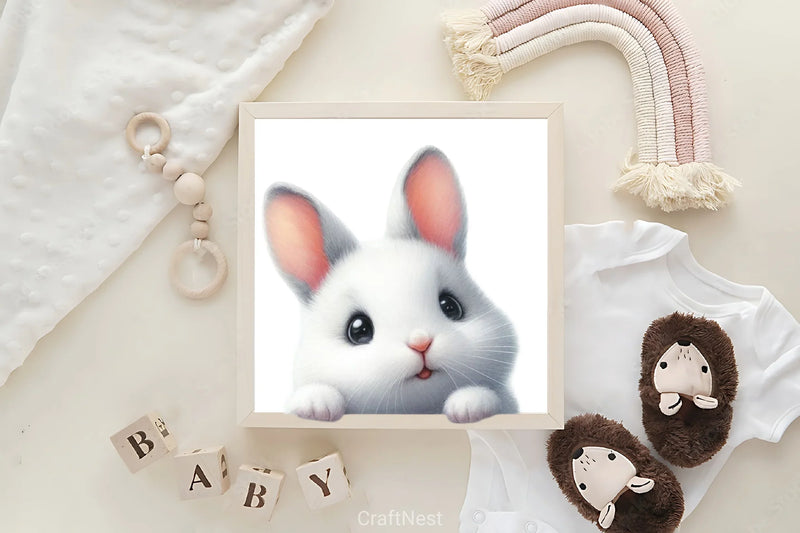 Easter Bunny Peeking Clipart Bundle - CraftNest - Digital Crafting and Art