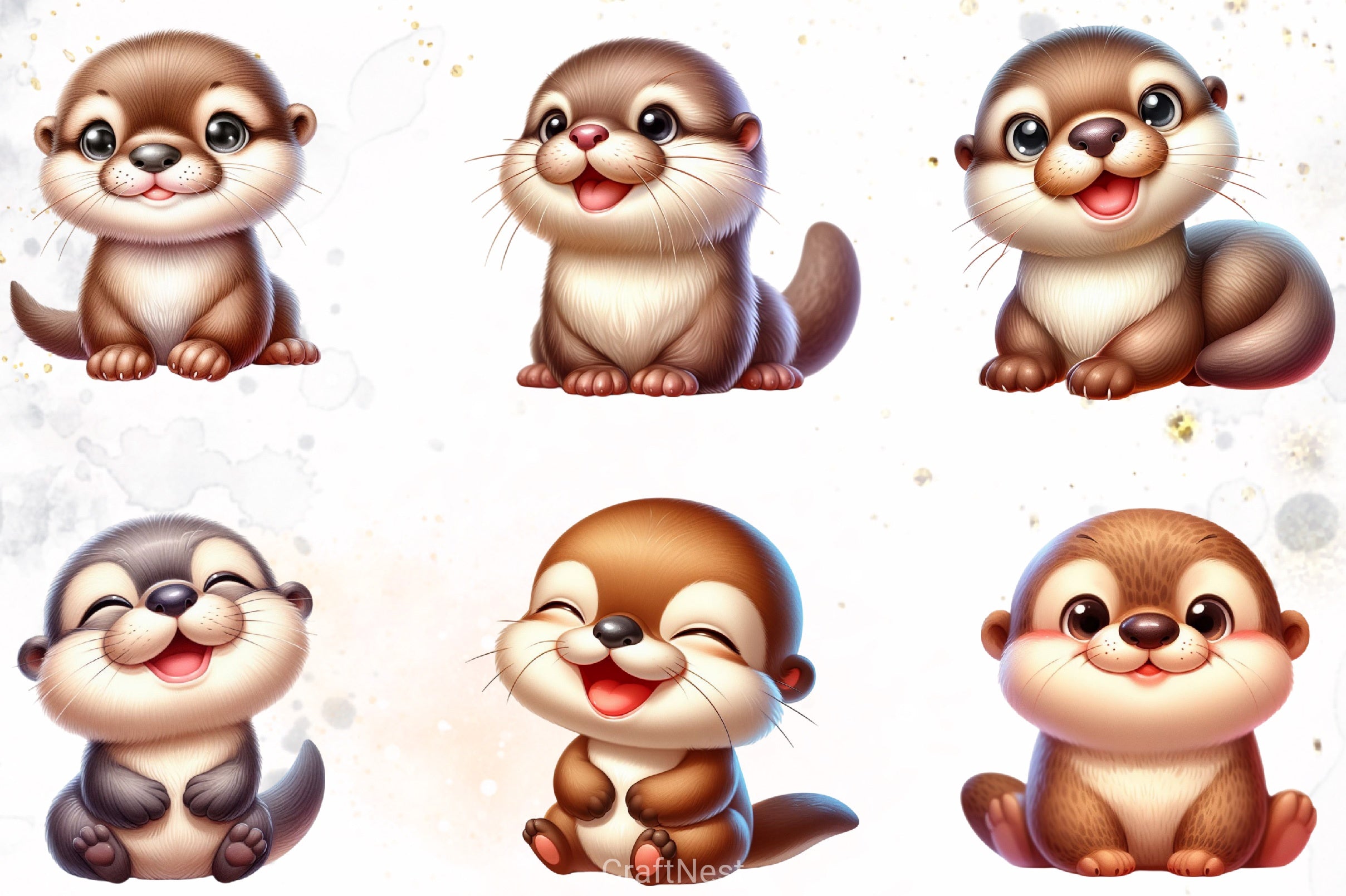 Cute Otter Clipart Bundle - CraftNest - Digital Crafting and Art