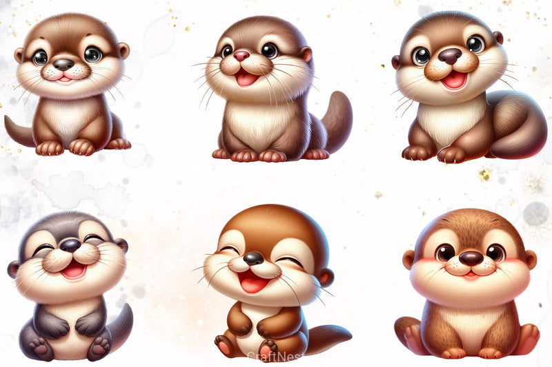 Cute Otter Clipart Bundle - CraftNest - Digital Crafting and Art