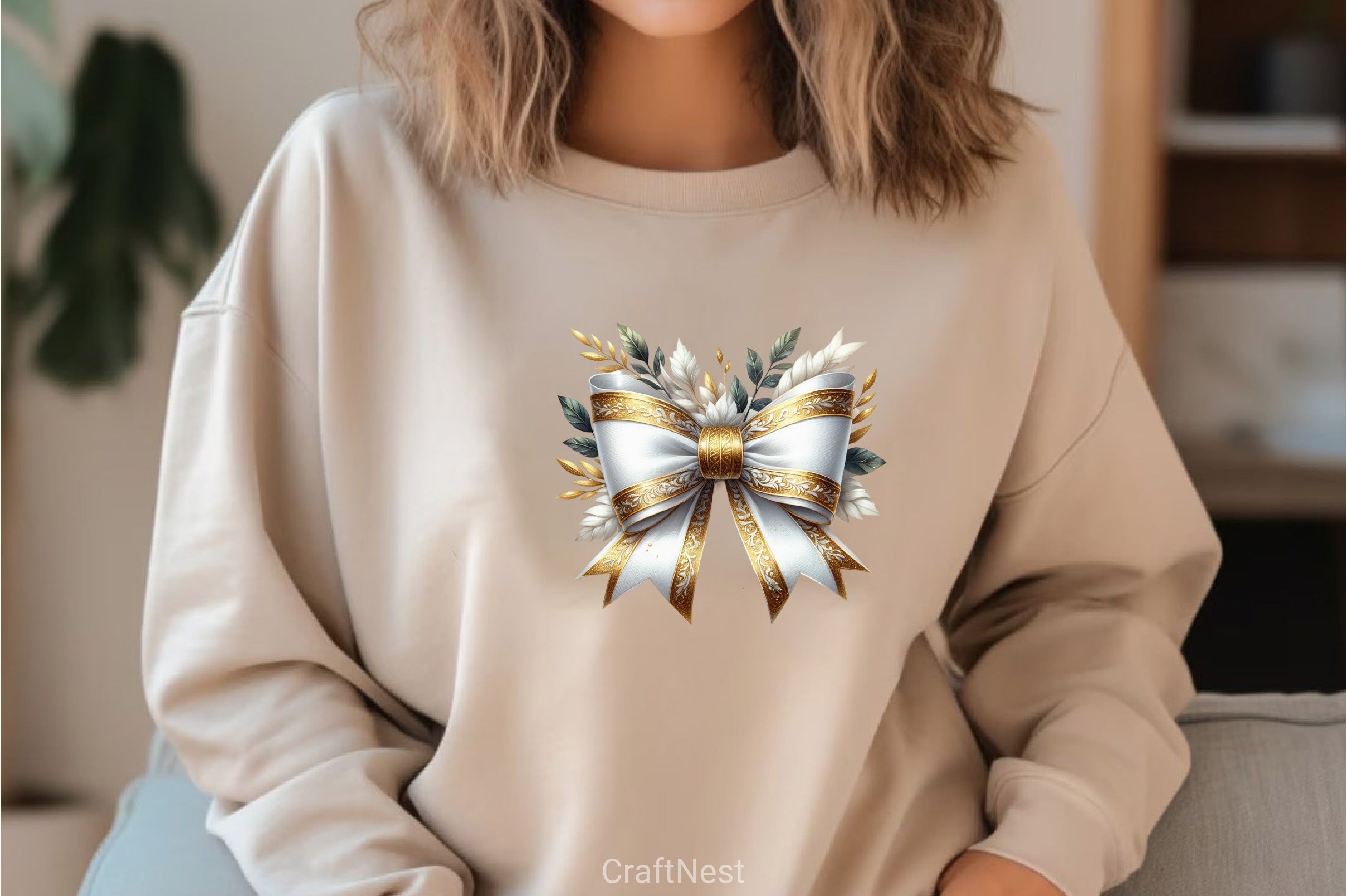 White Gold Bows Clipart Bundle - CraftNest - Digital Crafting and Art