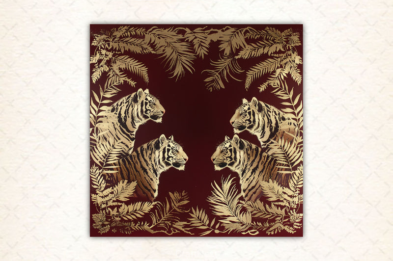 Burgundy And Gold Tiger Digital Paper - CraftNest - Digital Crafting and Art
