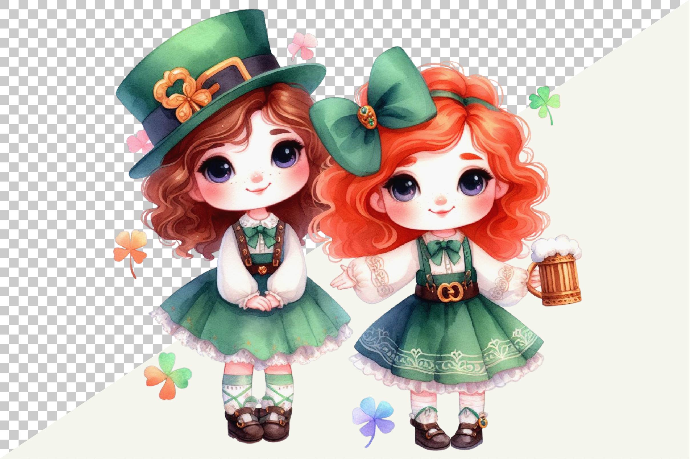 Cute St Patricks Irish Girl Clipart Bundle - CraftNest - Digital Crafting and Art