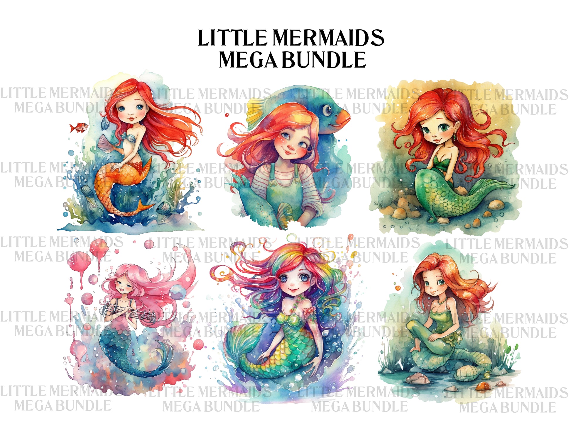 Cute Mermaid Clipart - CraftNest