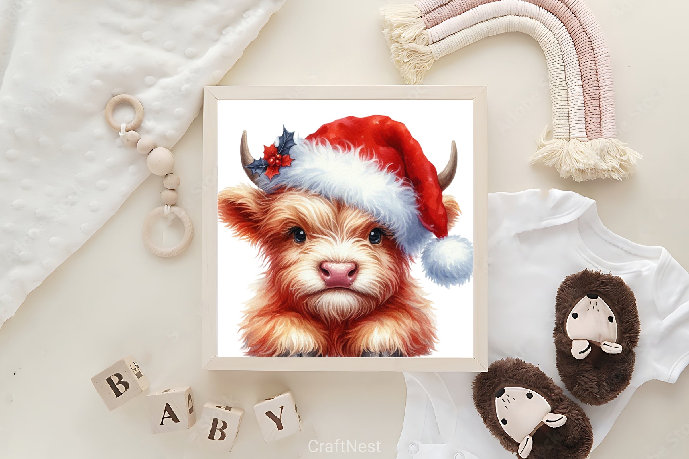 Baby Highland Cow Christmas Clipart Bundle - CraftNest - Digital Crafting and Art
