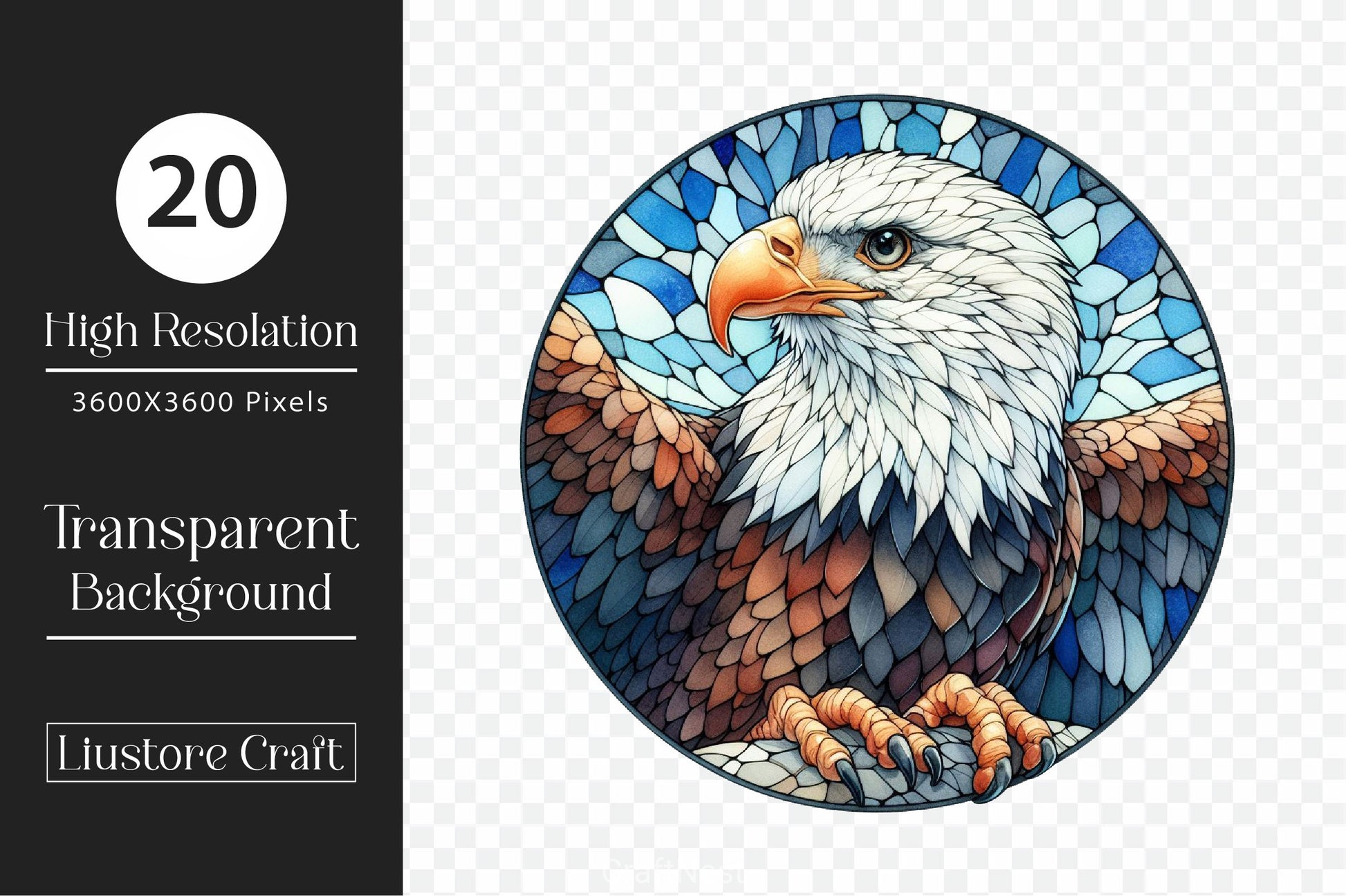 Bald Eagle Stained Glass North America Clipart Bundle - CraftNest - Digital Crafting and Art