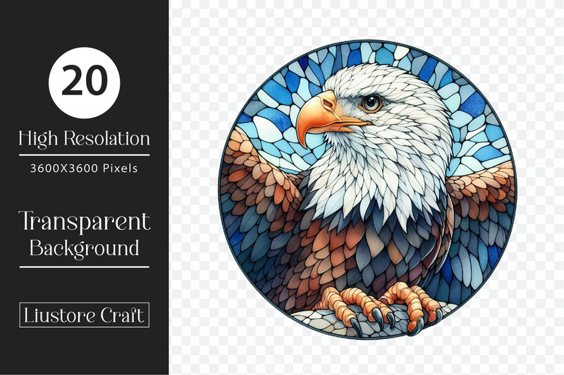 Bald Eagle Stained Glass North America Clipart Bundle - CraftNest - Digital Crafting and Art