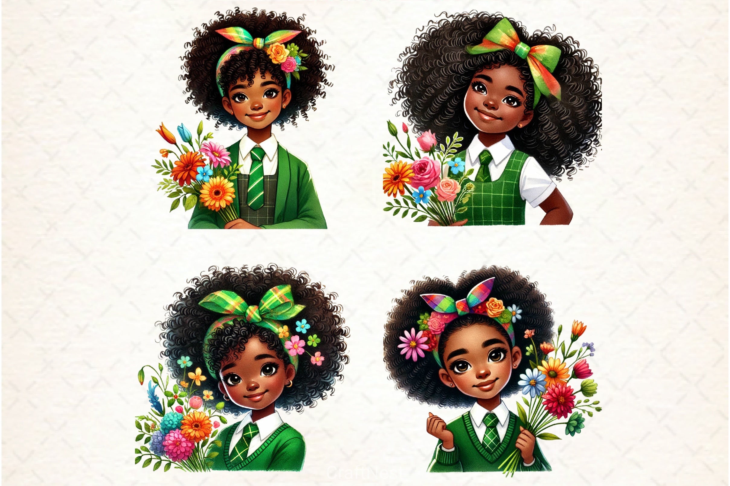 Black History Afro Girl Clipart Bundle - CraftNest - Digital Crafting and Art