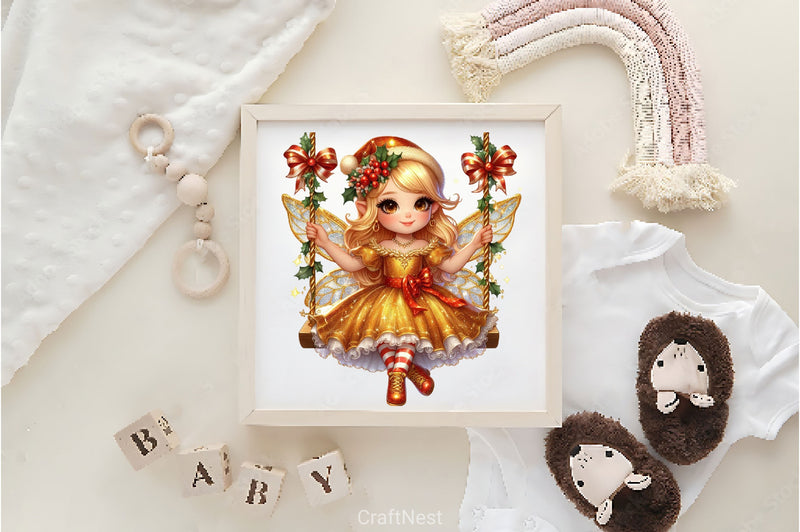 Christmas Golden Fairy Clipart Bundle - CraftNest - Digital Crafting and Art