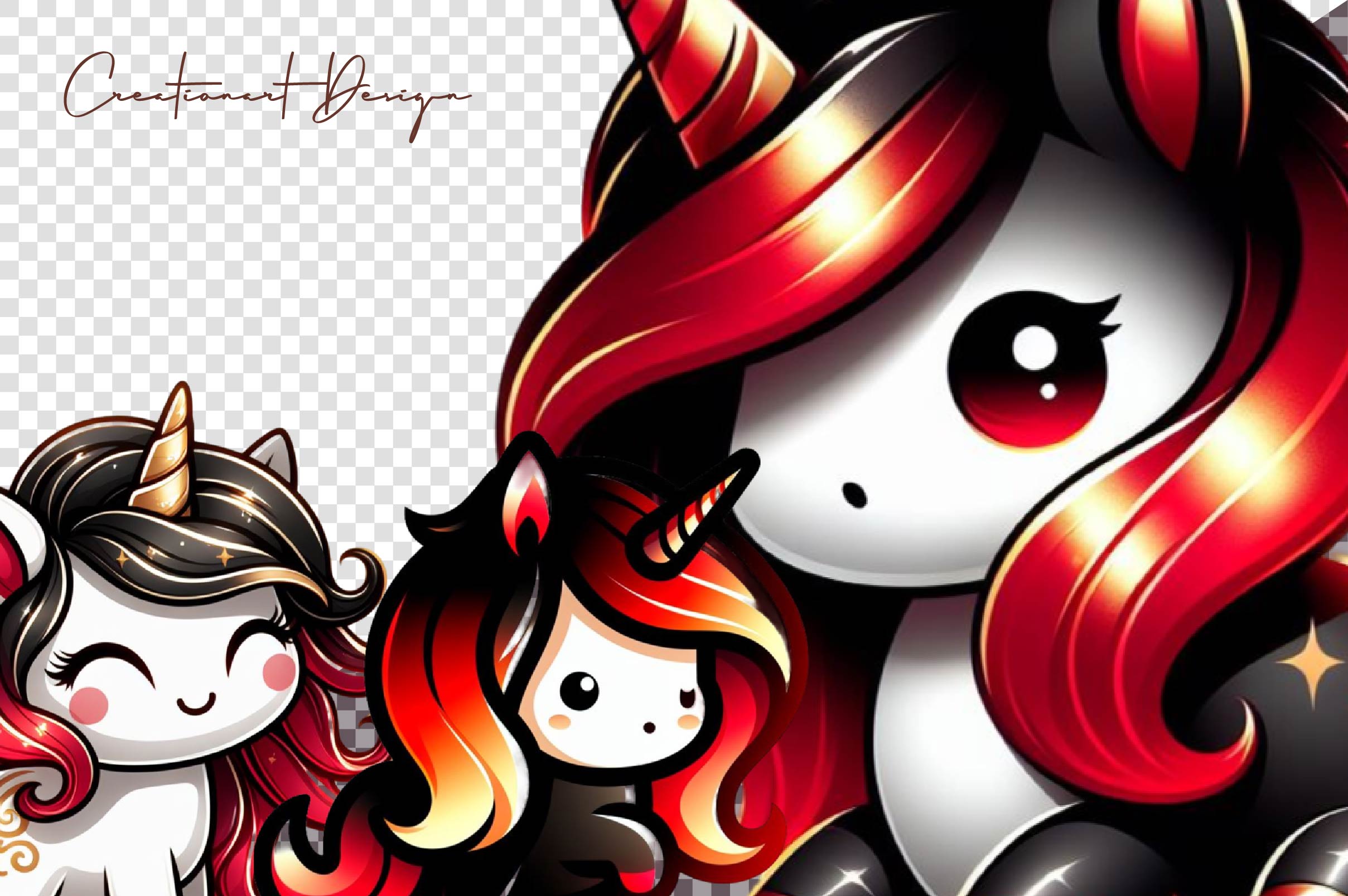 Cute Chibi Unicorn Clipart Bundle - CraftNest - Digital Crafting and Art