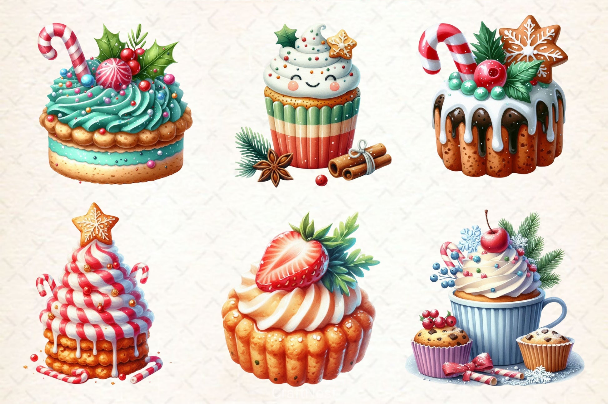 Christmas Cake Clipart Bundle 3 - CraftNest - Digital Crafting and Art