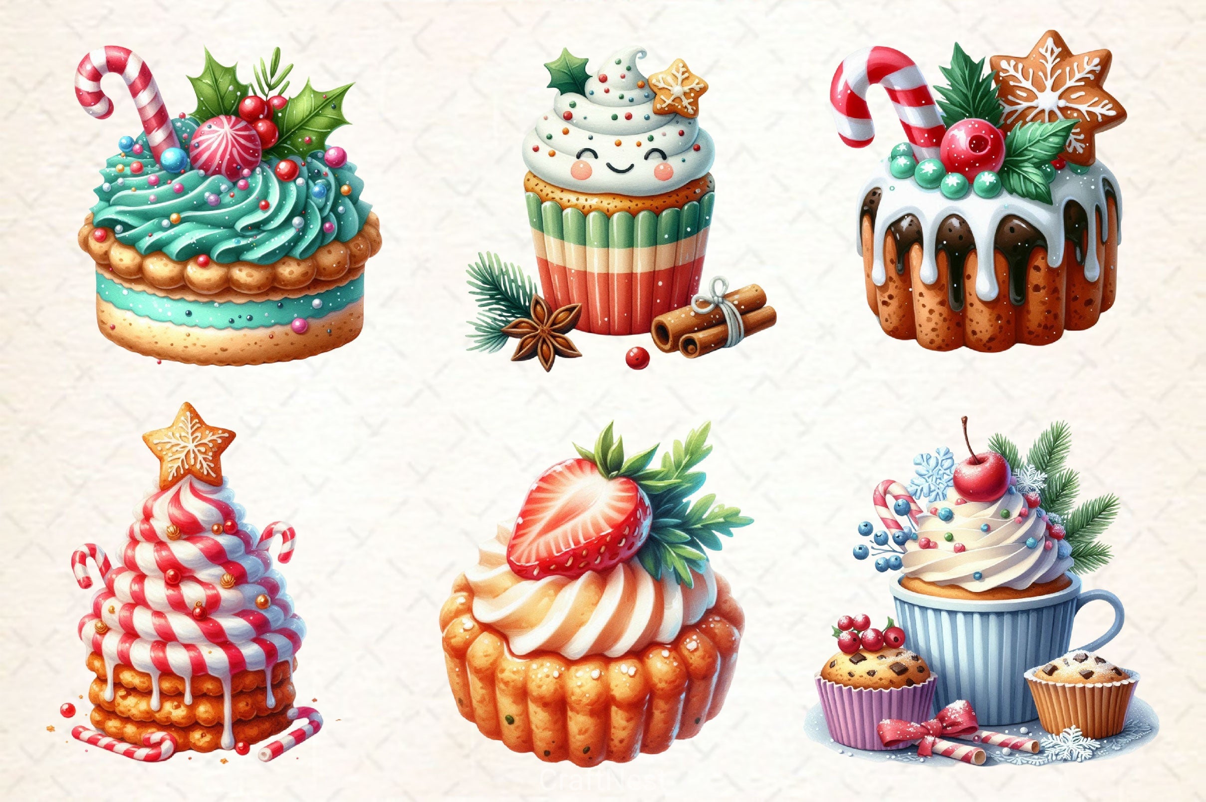 Christmas Cake Clipart Bundle 3 - CraftNest - Digital Crafting and Art